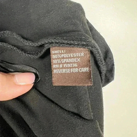 J. McLaughlin “Sonya” Black Skirt Navy Trim Faux Suede Mid Length Women’s Size 8 - Picture 9 of 11